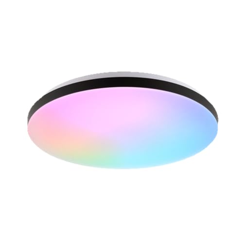 Brilliant LED Deckenleuchte Livio, 2400 Lumen, 3000-6500 K, Ø 38,5cm, dimmbar, digitales RGB, Nachtlicht, Timer, Fernbedienung, Kunststoff, weiß, schwarz, ideal für Wohnzimmer, Flur, modern