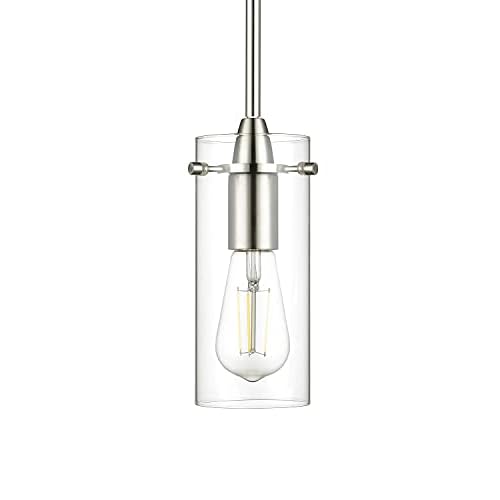 Brushed Nickel Pendant Lights Kitchen Island - Small Clear Glass Pendant Light…