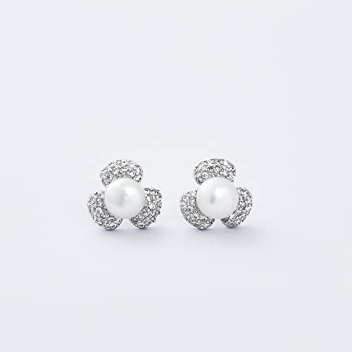 Boucles d'oreilles trèfle argent 925 femme avec perle et zirconium - 2