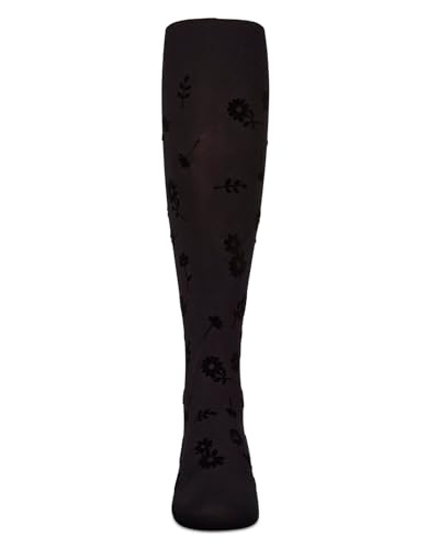 MeMoi Girls Opaque Flower Garden Flocked Tights2