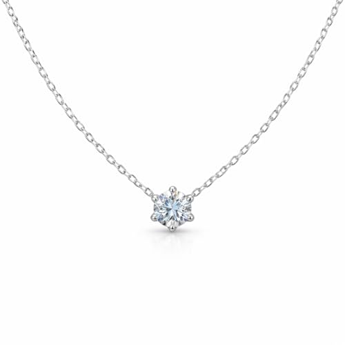 Seraphina Gems ネックレス レディース S925銀 18K金メッキ 6本爪 5Aキュービックジルコニア 3.5～4mm ペンダント チェーン 40cm＋アジャスター5cm 上品 シンプル 華奢 重ね付け オフィス プレゼント ギフトBOX付 [並行輸入品]