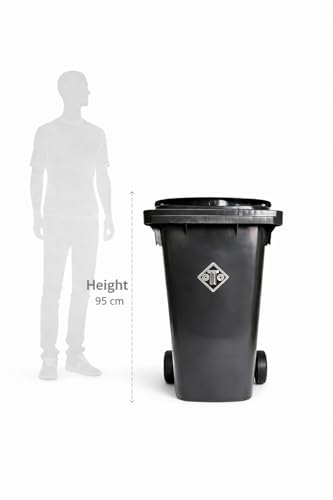 Image of OTTO Plastic Manual-Lift Garbage Waste Dustbin with Wheels 120 Ltr Black