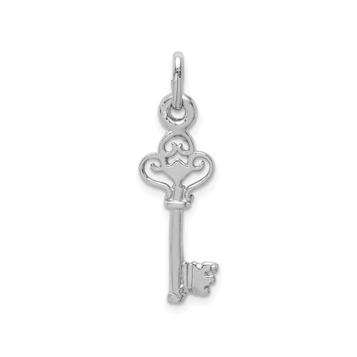 Sterling Silver 925 Polished Key Charm Pendant Dainty Pendants for
