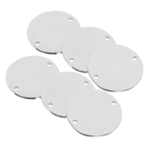 CIMAXIC Metal Stamping Blanks 6 Pack Round with Holes Diy Jewelry Charm Dog Tag Pet Tag Blank Stamping Pendant Stainless Steel Craft