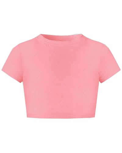 Image of Betusline Girls & Women Basic Summer Short Sleeve Slim Fit T-Shirts Soft Crewneck Crop Y2k Tee Cute Gym Fashion Clothes