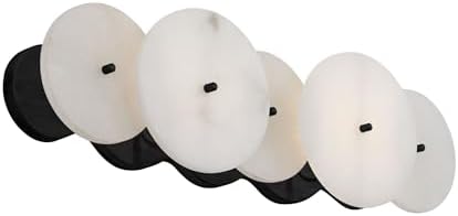 Varaluz Cosmos 2-Light 20.5-Inch Real Alabaster Stone Bath Fixture - N/A Matte Black