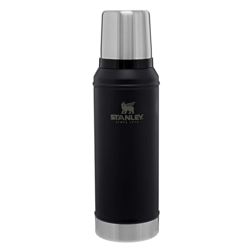 Stanley Classic Legendary Vacuum Bottle 1.0 qt | Wide Mouth with Leakproof Cup Lid | Keep Drinks Hot or Cold | Packable for Travel | Insulated Stainless Steel Thermal Bottle | BPA-Free | Matte Black