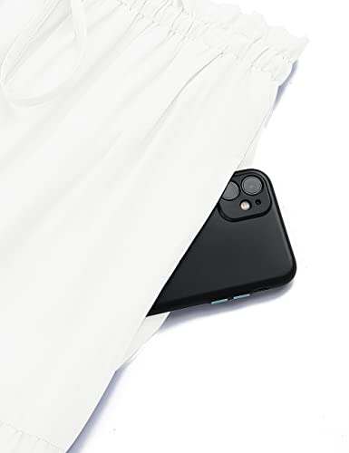 Merokeety Women 2Pcs Beach Dress Set Stretch Crop Top Ruffle Flowy Maxi Skirt With Pockets White X-Large #TOP4