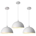 PINDODO White Pendant Light 3 Pack,11.8 Inch Industrial Pendant Lights Adjustable Height, Farmhouse Pendant Lighting for Kitchen Island for Dining Room, Bedroom, Barn