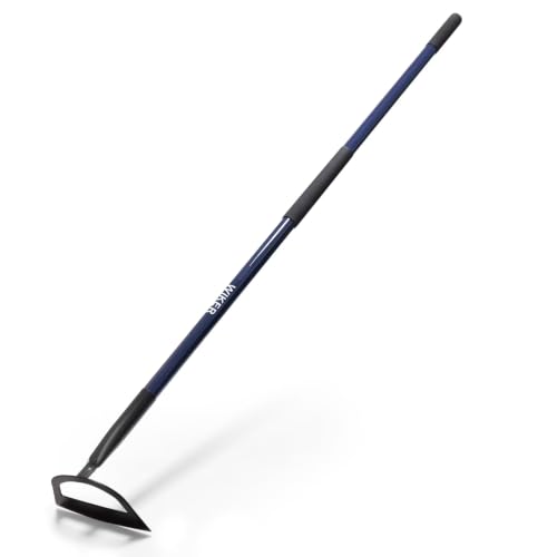 WIEKR Sharp Garden Hoe &ndash; Heavy Duty Weeding Hoe with Long Fiberglass Handle &ndash; Pre-Sharpened...