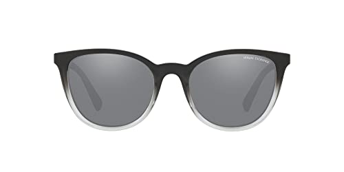 A|X ARMANI EXCHANGE Womens AX4077SF Low Bridge Fit Oval Sunglasses, Black/Transparent Smoke/Light Grey Mirrored/Black, 56 mm