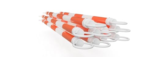 Adjustable Traffic Cone Bar - Retractable Safety Barrier for Work Zones & Events (10 Pack, Orange/White, Long)