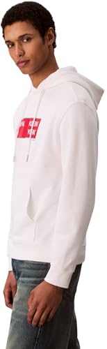 Calvin Klein Herren Hoodie Terry Box Graphic Regular Fit, Weiß (Bright White), L – Ansicht 4