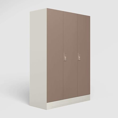 Image of Interio by Godrej Almirah Slimline 3-Door Steel Almirah, Cupboard for Clothes (Alpine White and Portabella Matte), 1-Year Warranty, 7 Shelves, 1 Locker