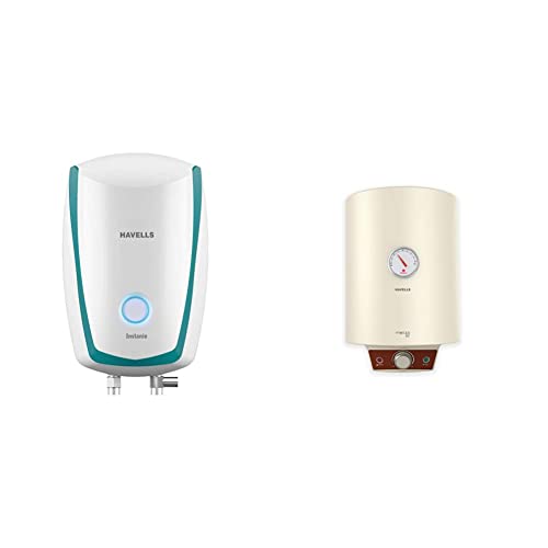 Buy Havells Instanio 3-Litre Instant Geyser (White/Blue) u0026 Havells Monza EC  15-Litre Storage Water Heater with Flexi Pipe (Ivory) Online at Low Prices  in India - Amazon.in