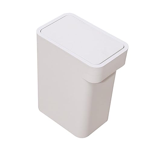 Poubelle cuisine blanche LABRIMP ronde en plastique PP compacte pour intérieur