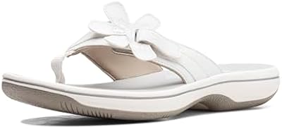 Clarks Women's Brinkley Flora Cloudsteppers Flip-Flops, White, 9