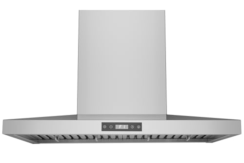Image of Hauslane 30 inch Wall Mount Range Hood Low Noise Performance Contemporary Design, Full-Size Handle Professional-Grade Baffle Filters, LED Lamps, Stainless Steel Chef Series WM-540 Ducted or Ductless