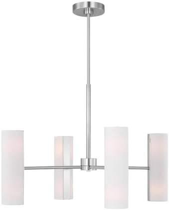 Scott Living 8-Light Capalino Modern Chandelier Brushed Steel DJC1058BS, Modern Dining Room Light Fixture for Room Decor, Chandelier for Dining Room or Living Room Can Use LED Light Bulbs