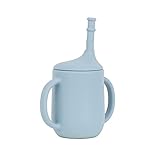 Silicone Sippy Cup with Straw, 8 Oz, 6 Months +, Easy to Clean Toddler Straw Cup for Baby, Trainer C