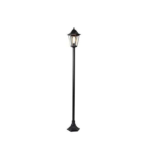Qazqa - Landhaus I Vintage Smarte Steh-Außenleuchte I Sockelleuchte schwarz 170 cm inkl. WLAN ST64 - New Orleans Dimmer I Dimmbar I Außenbeleuchtung...