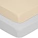 TILLYOU Silky Soft Microfiber Crib Sheet Set, Breathable Cozy Hypoallergenic Toddler Sheets for Boys and Girls, 28 x 52in Fits Standard Crib & Toddler Mattress, 2 Pack Beige & Gray