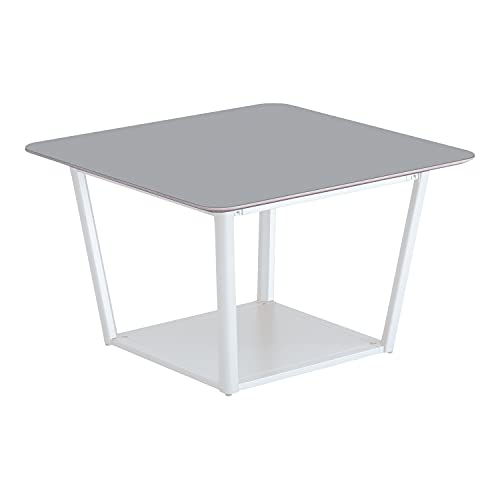 【メーカー配送・設置・組立】コクヨ ミーティングテーブル リージョン 正方形 ボックス脚 ミドルローテーブル 幅105×奥行105×高さ62.4cm リノリウム天板 ペブル 脚ホワイト LT-RG1010MLSAAF75