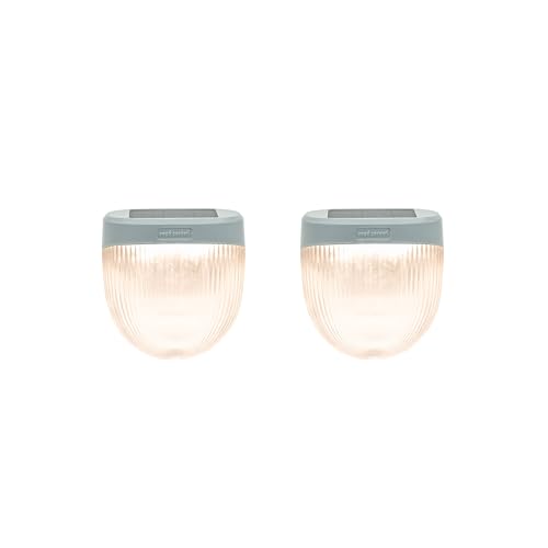 Vego garden Rippled Solar Garden Lights with Auto Sensors Magnetize Securely to Raised Beds, IPX4 Waterproof Outdoor LED Light for Patio & Yard Pebble Gray, 2 Pack