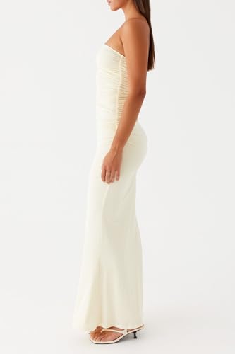 Image of Cut Out Maxi Tube Dresses for Women Sexy Y2k Strapless Backless Bodycon Long Dress Summer Sleeveless Hollow Sundress