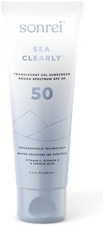Sonrei Sea Clearly Premium SPF 50 Clear Face and Body Sunscreen Gel | UVA, UVB & Antioxidant Enriched, Reef Safe, UV Protection, Vegan, GMO & Gluten Free - 3.4 Fl Oz (Pack of 1)