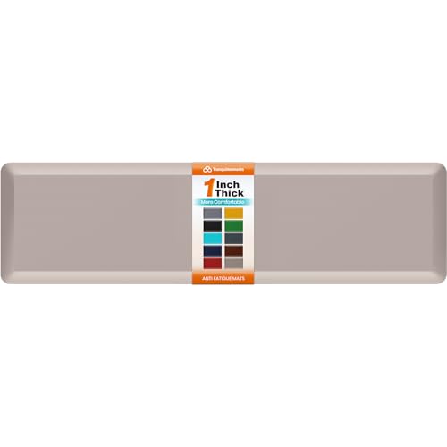 Image of Kitchen Mats for Floor, 1 Inch Extra-Thick Kitchen Rugs, Waterproof & Non-Slip Anti Fatigue Mats, Comfort Standing Desk Mat for Kitchen Floor, Sink, Home, Office (20 inch X 72 inch, Khaki)