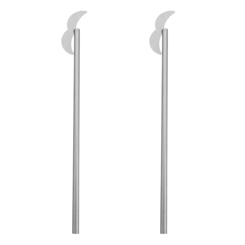 Garneck Sturdy Stainless Steel Stirring Rod Long Handle 2pcs Chemistry Paddle Stirrer for Lab Use