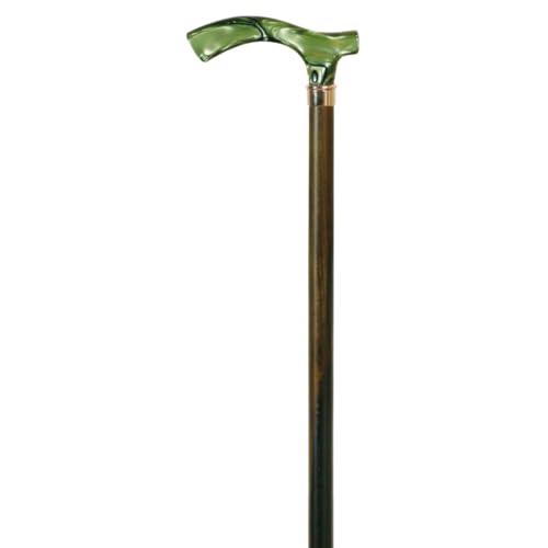 MAS QUE AYUDAS - Bastón de Madera para Caminar, Empuñadura T y Anilla, Contera Antideslizante, Ortopédico Ligero, Elegante, Robusto y Cómodo, Fabricación Artesanal Española, Verde