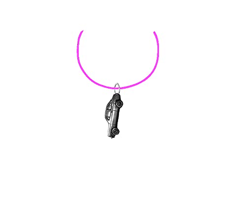 Collana con cordoncino nero Escort Mk2 a 2 porte ref79 effetto peltro su una collana in cordoncino rosa da 45,7 cm