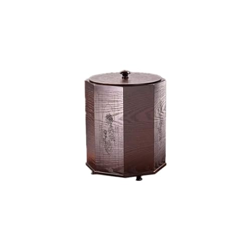 Poubelle rétro en rotin avec couvercle géométrique 8L style chinois
