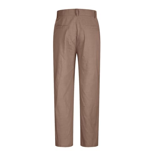 Mens Dress Pants Relaxed Fit Expandable Waist Pleated Business Work Pants Casual Lightweight Retro Slacks with Pocket2