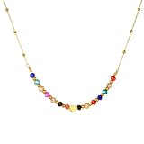 NHTISGRUE Colgante ovalado con cuentas de cristal negro Mujeres chapadas en oro 18K para prevenir alergias Joyería delicada