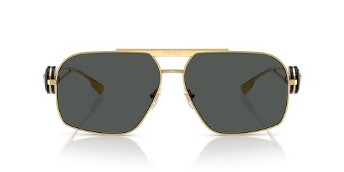 Versace Man Sunglasses Gold Frame, Dark Grey Lenses, 62MM3