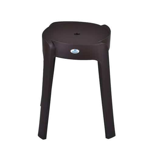 Image of Nilkamal Twist Sturdy and Durable Plastic Seating Stool | for Living Room, Bedroom, Bathroom, Kitchen, Office | Season Rust Brown