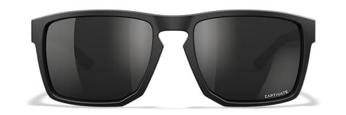 Wiley X WX Founder Sunglasses Safety Glasses for Men Shatterproof UV Eye Protection for Combat, Shooting Captivate Polarized Black Mirror Lenses Matte Black Frames3