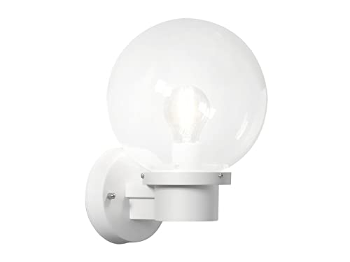 Applique murale d'extérieur LED moderne avec grande boule en verre, blanche