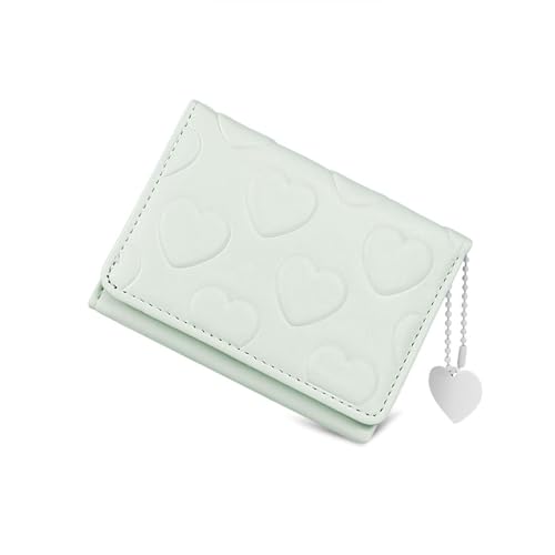 Image of Credit Card Wallet with Heart-shaped Pendant, PU Leather Credit Card Holder for Women and Girls, Cute Women's Wallet Card Holder Wallet for Shopping, Dating, Travel (green)