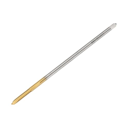 sourcing map M3 x 0.5 H2 Metric Spiral Point Thread Tap, 100mm (4) Extra Long Screw Tap Threading Tapping Tool, Titanium Coated 6542 High Speed Steel Machine Taps Tapping Bit