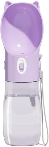 Brfveob ペット用ウォーターカップ 旅行用カップ 犬用お出かけ用ウォーターカップ 犬用品 犬の散歩用ケトル 猫と犬用水飲み場 (500ml) (パープル)