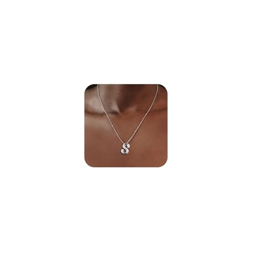 Pendentif initial ballon en argent sterling avec chaîne satellite délicate pour femme