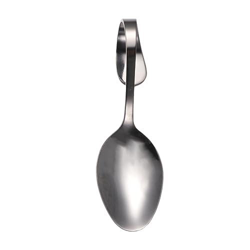 SOLUSTRE Stainless Steel Curved Handle Spoon for Buffet and Catering Events Sleek Tableware for Weddings and Special Occasions and Black Finish