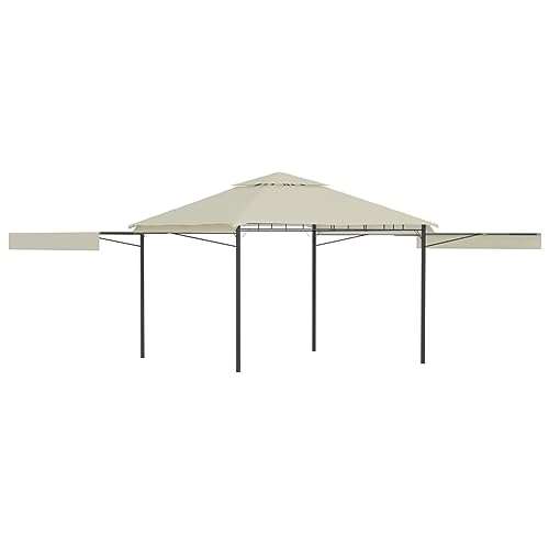ShGaxin Cenador con tejado, Carpas para Exteriores, Pergolas De Jardin, Toldo Exterior, Pergola Jardin Exterior, Pergolas para Terraza, Doble Extensible Crema 3x3x2,75m 180g/m²