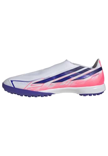 adidas Mixte F50 Hyperfast League Laceless Turf Football Shoes, FTWR White/Solar Purple/Solar Turbo, 43 1/3 EU