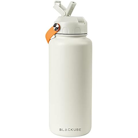 Blackube Edelstahl Trinkflasche mit Strohhalm 1000ml-Thermosflasche Thermoskanne Cover