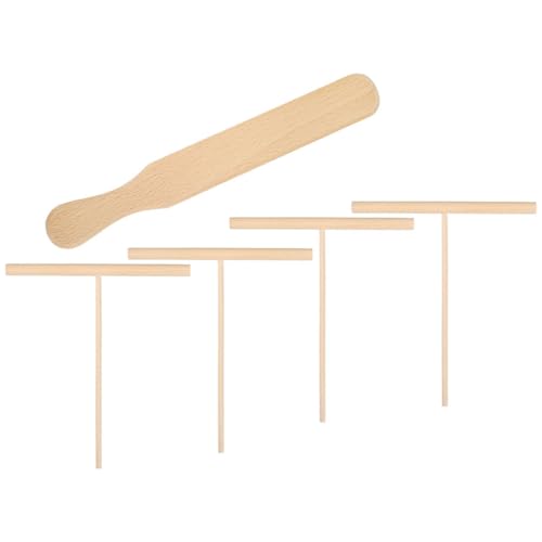 BESPORTBLE Spatola per Crêpe in Legno Set 5 Pezzi Spatola a T Utensili per Preparazione Pancake Accessori Cucina Portatili Adatti per Ristoranti e Uso Domestico
